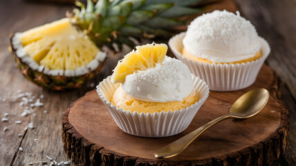 White chocolate filled with coconut pineapple sorbet cream