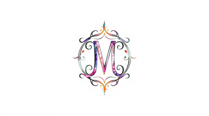 Obraz premium Ai generate color sketchnote style, light aura, mystical feeling, ethereal spiritual vibe. A hand-drawn sophisticated monogram with custom lettering, 