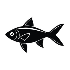 Neon Tetra Silhouette Vector Art and Black Neon Tetra Fish Design