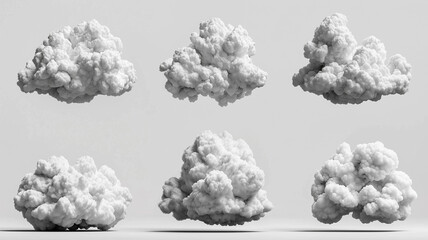 3D Abstract Clouds Isolated on White Background
