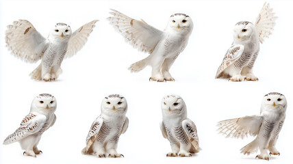 Fototapeta premium Snowy Owl Isolated on White Background 