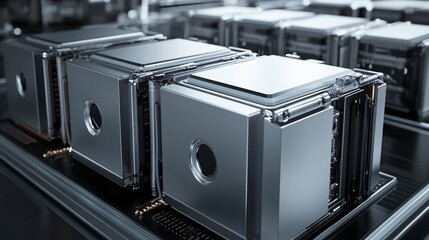 Closeup of quantum computing processors working on a futuristic motherboard