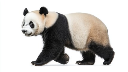 Obraz premium Walking Giant Panda on White Background