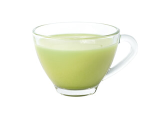 Cup glass of green tea isolated