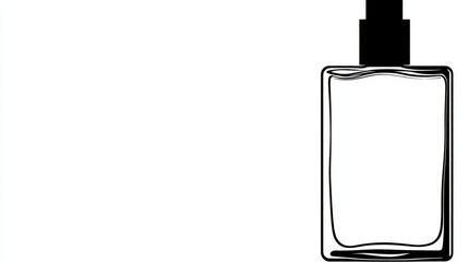 Simple Line Drawing of a Perfume Bottle on White