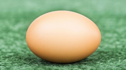 Single Brown Chicken Egg on Green Surface