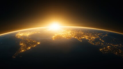 Obraz premium Spectacular earth at night, a breathtaking view of our planet's glowing cities and landscapes from space