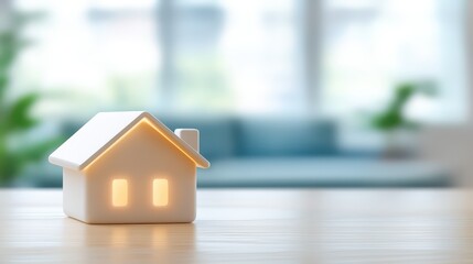 Charming miniature house on table, cozy and inviting scene of home decor 
