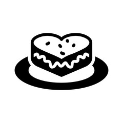 Vector black icon for Heart shape cake