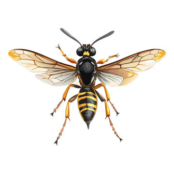 Hyper realistic Wasp Asian hornet watercolor painting vector art design
