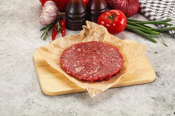 Raw beef burger cutlet minced meat