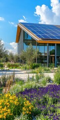 Obraz premium Sustainable Community Center Showcasing Innovative Green Architecture and Eco-Friendly Design Principles