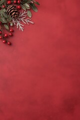 Festive Red Background with Holiday Decorations