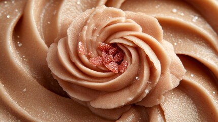 Close-up Swirled Rose Icing on Cake