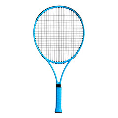 Blue Tennis Racket Isolated on White Background for Sport Design
