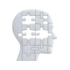 Abstract Puzzle Head Concept Symbolizing Different Thoughts and Ideas