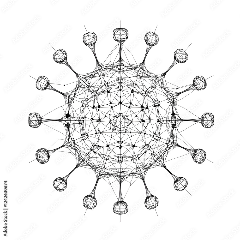Aufkleber abstract 3d model of a geometric structure with radial symmetry