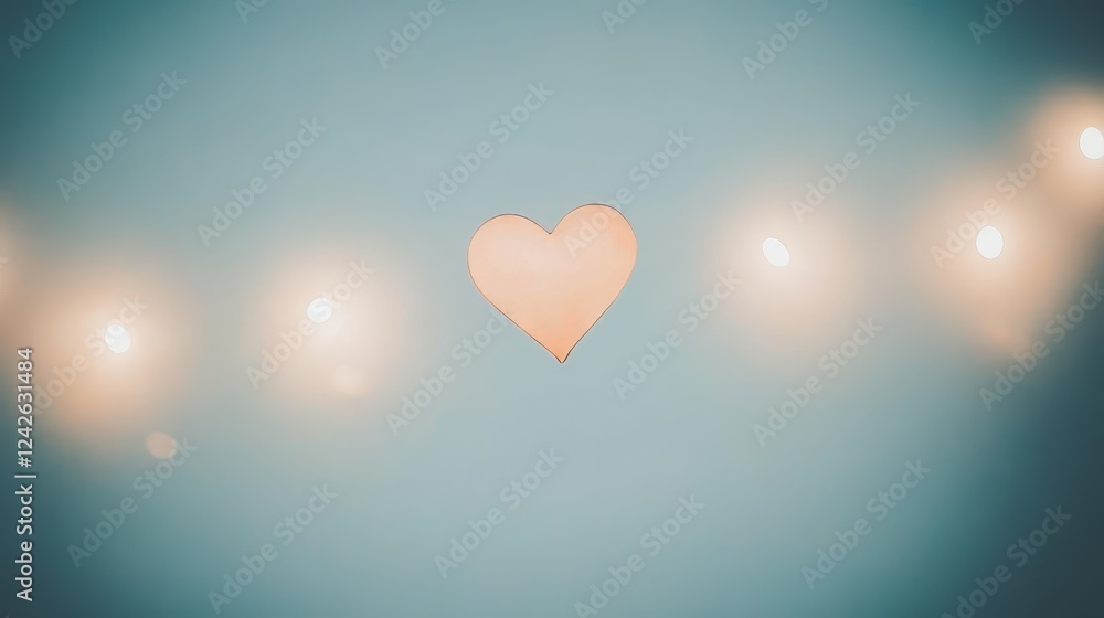 Poster soft light heart shape with string lights background