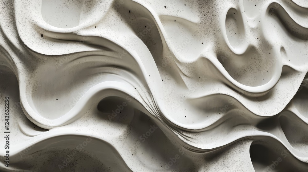 Poster abstract white swirling texture - close-up of an abstract textured surface with swirling, flowing pa