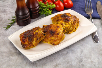 Roasted chicken thighs  with spices
