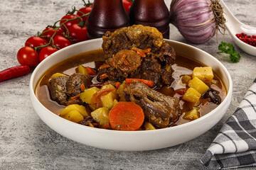 Gourmet Oxtail beef soup with vegetables