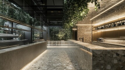 Chic modern interior with a mix of green plants, soft textures, and neutral color tones.