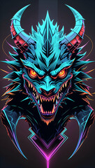 Fototapeta premium illustration of a painting of a dragon's snake head
