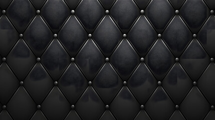 Sleek black leather tufted upholstery.  Luxurious texture.