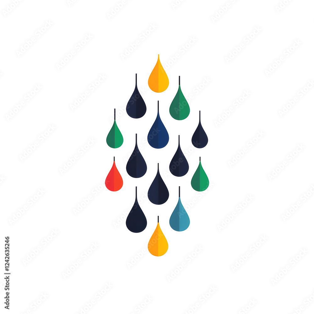 Poster Colorful Drop Shapes in a Vertical Arrangement on a Simple Background