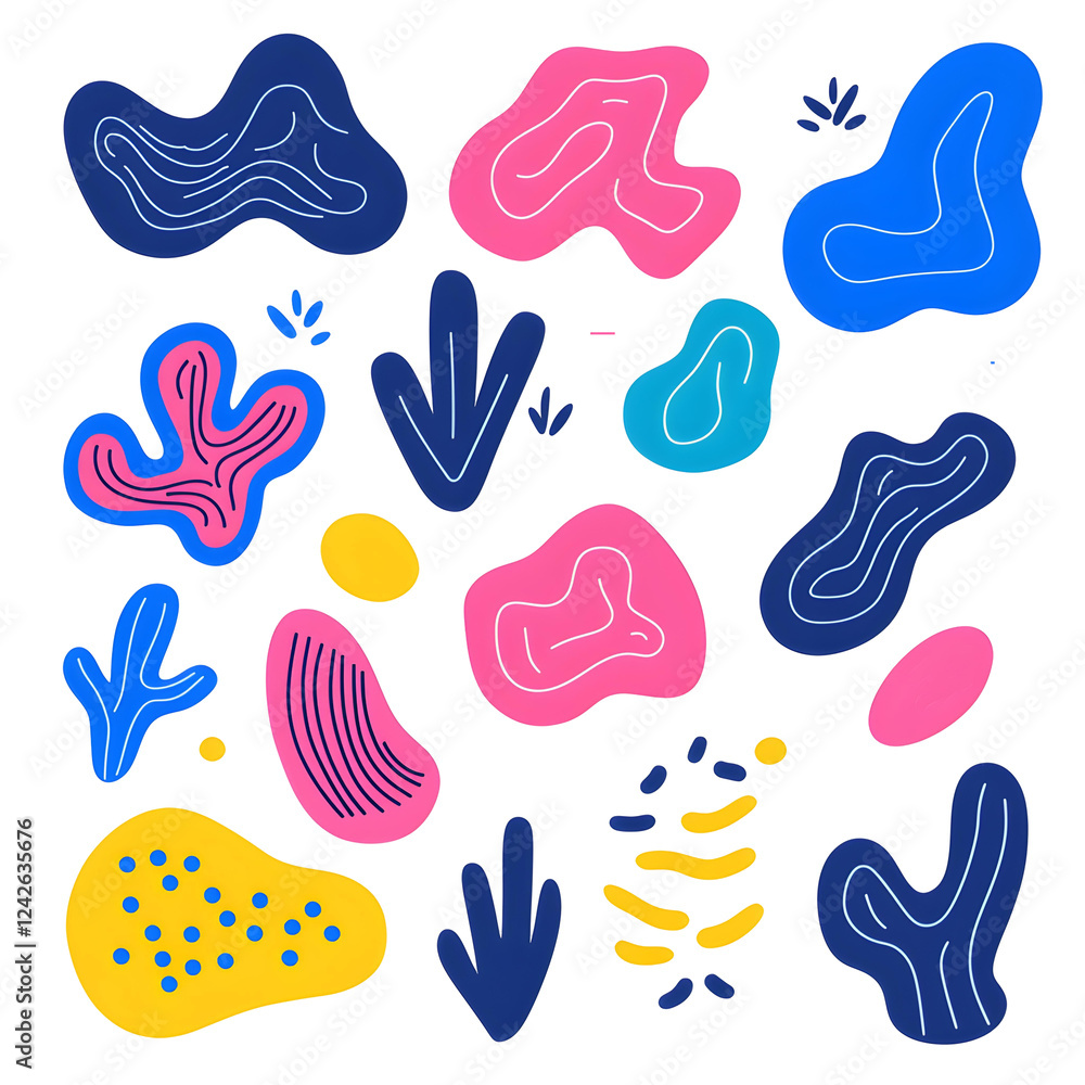 Poster colorful abstract shapes and patterns for modern design projects