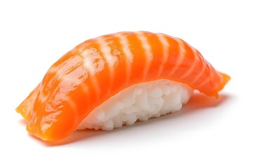 Fresh salmon sushi nigiri isolated on a white background