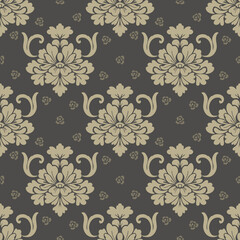 Hand drawing illustration Intricate vintage damask wallpaper with floral pattern design for fabric, printed, background.