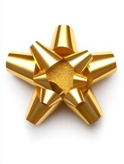 Golden Gift Bow on White - Elegant gold gift bow, perfect for presents, celebrations, and adding a touch of luxury. Symbolizing festivity, generosity, joy, success, and sophistication.