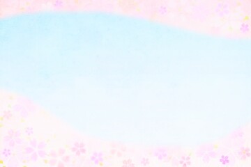 春の桜と空の和風背景フレーム