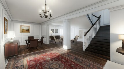 Elegant and cozy villa living room with a beautiful rug, modern furniture, and a welcoming atmosphere.