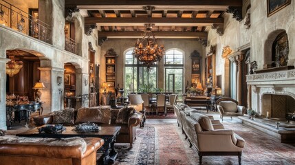 Elegant high-end villa living room featuring refined furniture and luxurious home dcor elements.