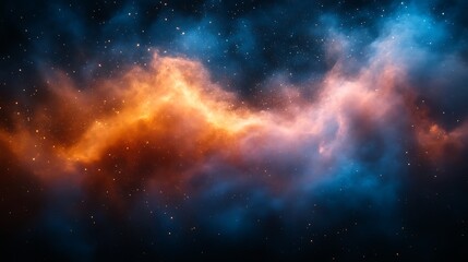 Celestial Nebula Orange Blue Cosmic Dust Clouds