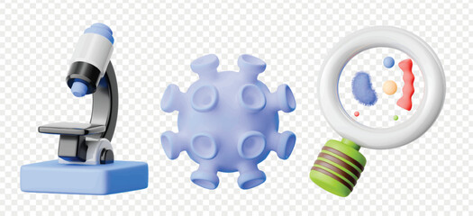 Detailed Biotech 3d icon render clipart