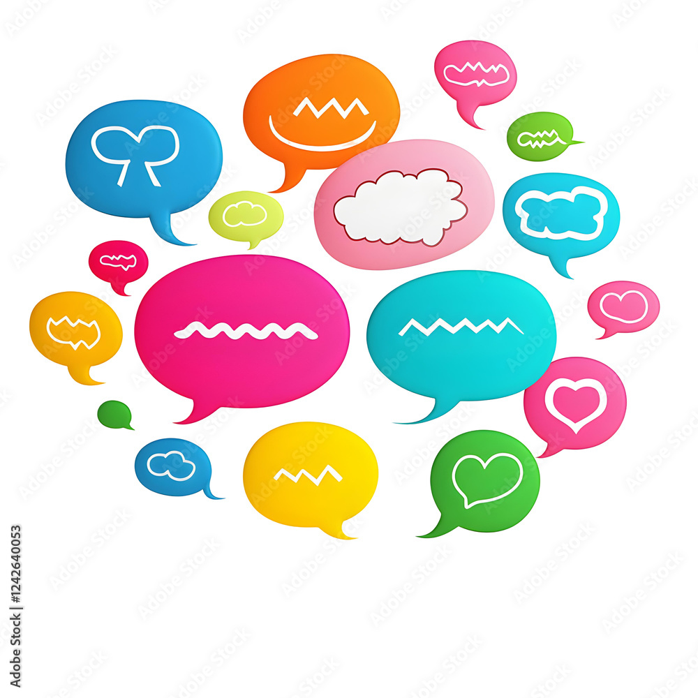 Poster colorful speech bubbles with different shapes and expressions