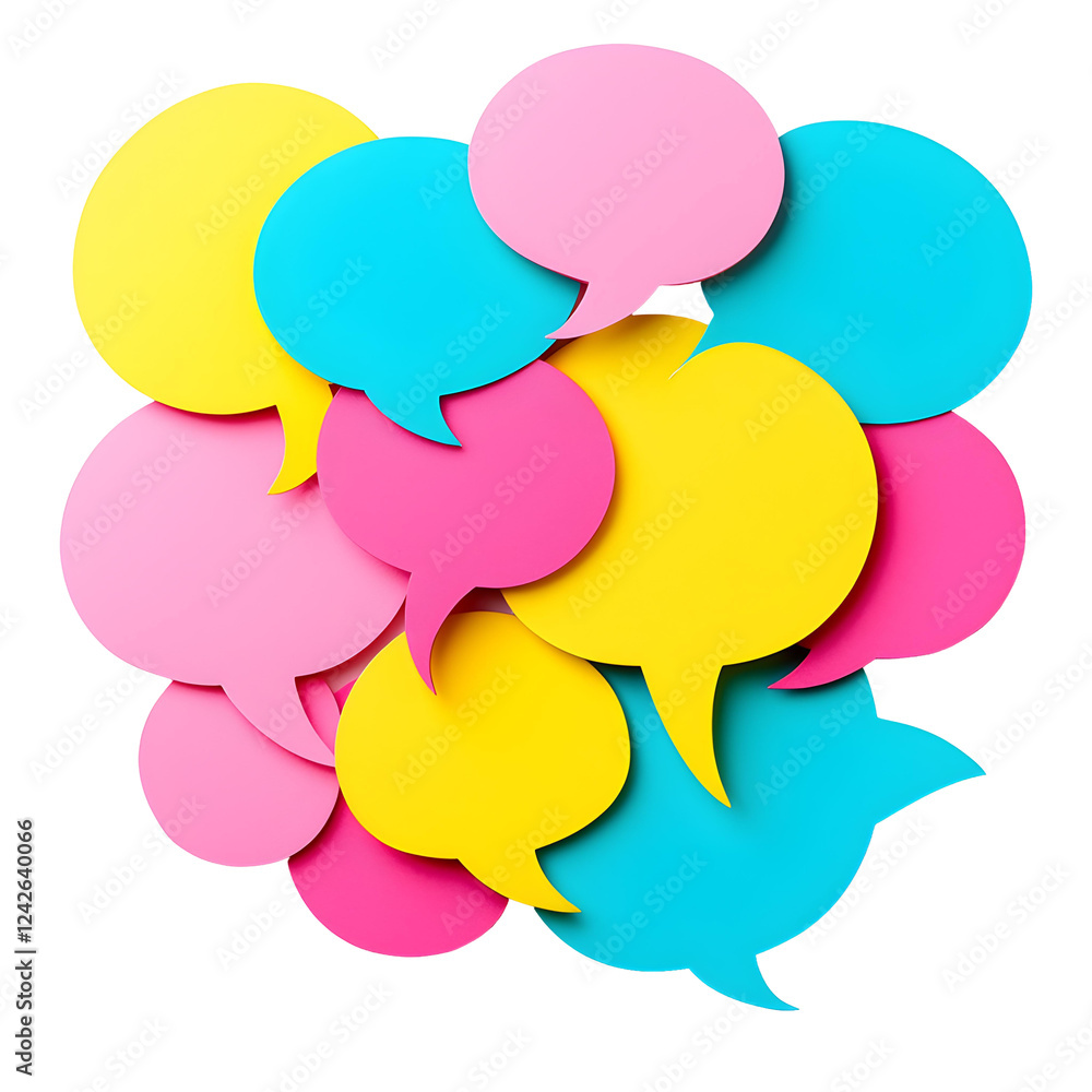 Poster colorful speech bubbles for communication and expression concepts