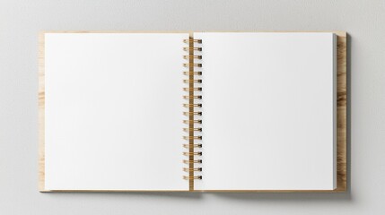 Open blank notebook mockup on white background creative space