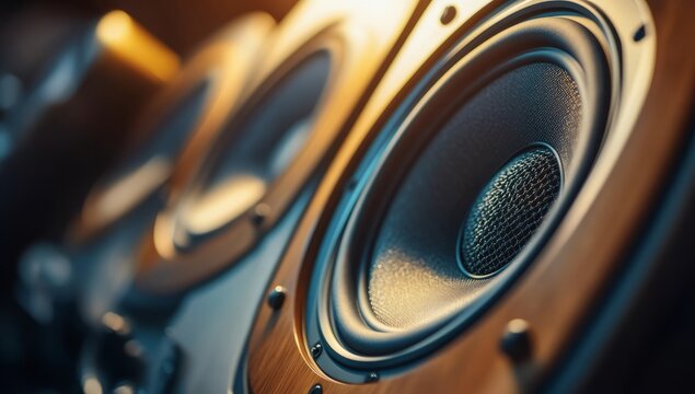 Close-up of sub woofers audio music bass speakers background wallpaper