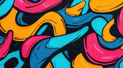 Vibrant graffiti art with swirling colors urban setting wall mural