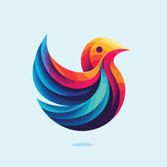 Naklejka premium Colorful bird logo in a vibrant design, possibly for use as an icon or vector graphic. 