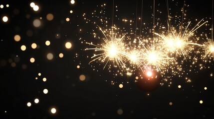 Sparkling Fireworks Display Against Dark Background