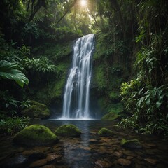 "Hidden Waterfall Deep in a Lush Tropical Rainforest" 🌿💦