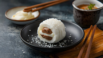 White chocolate cream-filled mochi