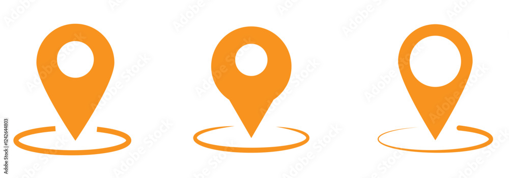 Aufkleber location icon set, map pin place marker. location pointer icon symbol in flat style. red location pi