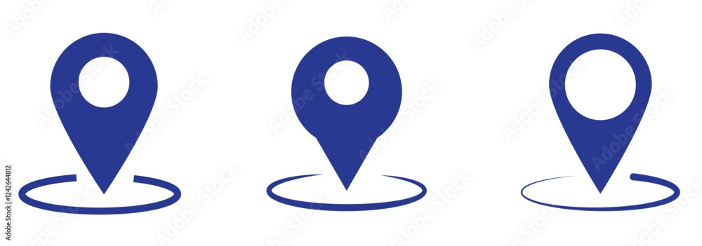Poster location icon set, map pin place marker. location pointer icon symbol in flat style. red location pi