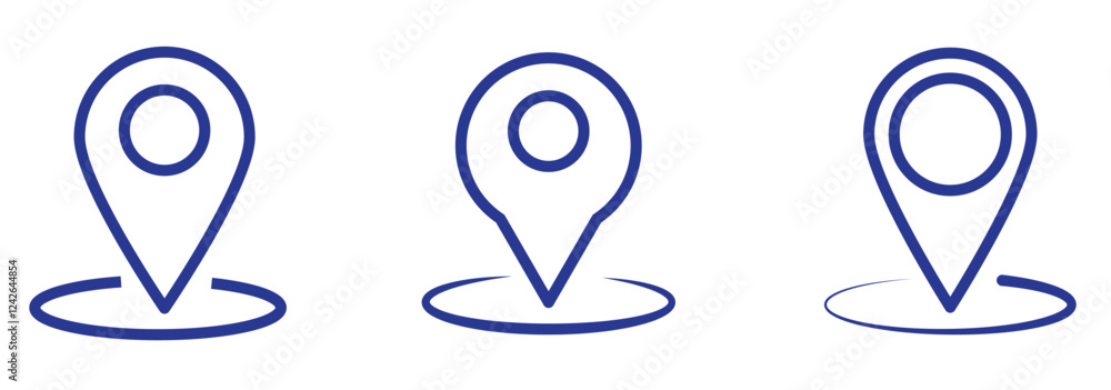 Poster location icon set, map pin place marker. location pointer icon symbol in flat style. red location pi